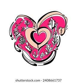Ilustración plana y amigable con la web Tarjeta de amor de San Valentín, perfecta para expresar afecto en un estilo moderno