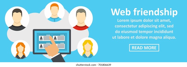 Web friendship banner horizontal concept. Flat illustration of web friendship banner horizontal vector concept for web