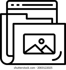 Diseño de icono de vector de esquema de la Galería web
