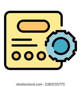 Web gear system icon outline vector. Inventory management. Digital control color flat