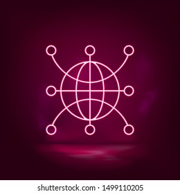 Web, global, network, world neon icon - vector. Artificial intelligence.