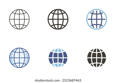 Web globe earth world internet vector icon. Global communication, worldwide network, geography. International graphic element.