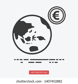 Web globe euro outlined modern business vector icon