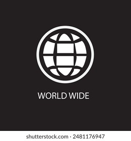 web globe icon outline silhouette isolated on black background