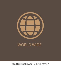 Web Globe Symbol Umriss Silhouette auf braunem Hintergrund