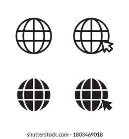 web globe icon set, eps vector