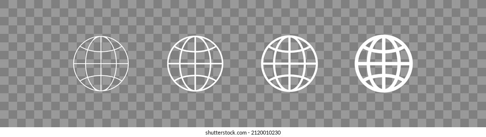 Icono blanco de Internet en el globo web. Botón de mundo plano aislado. Ilustración del vector