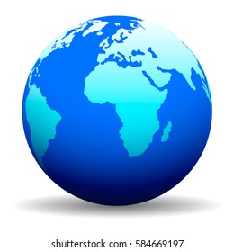 Web Globe Template Isolated on White Background with Shadow. Vector Illustration