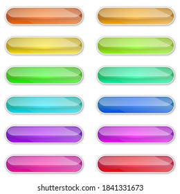 Web glossy buttons. Abstract buttons with shadow. Vector illustration. Color bright buttons isolated