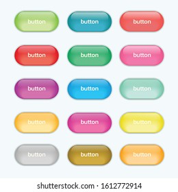 Web glossy buttons.Colorful set of web buttons vector design.
