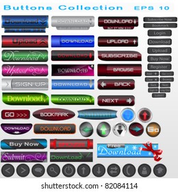 Web Glossy Colors Buttons Collection For Site Template