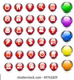 Web glossy icon set. Vector.