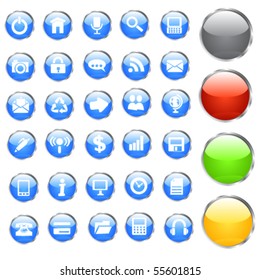 Web glossy icon set. Vector.