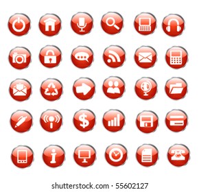 Web glossy icon set. Vector.