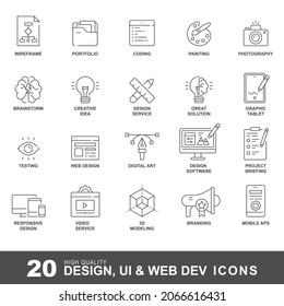 Web and graphic design icons. Vector creative and development icon set