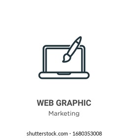 Icono vectorial de esquema de gráfico web. Icono de gráfico web negro en línea delgada, ilustración de elemento simple vector plano de concepto de marketing editable trazo aislado en fondo blanco