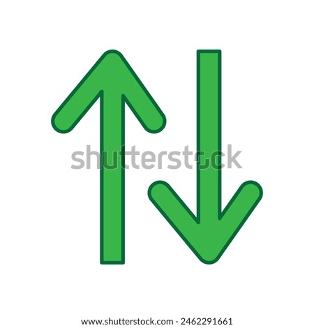 web green arrow up and down sign. flat style design. Up and down arrows icon vector, filled flat sign, solid pictogram isolated on white. Exchange symbol. Vector illustration. Eps file 55.