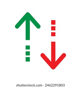 web green arrow up and red down arrow sign. flat style design. Up and down arrows icon vector, filled flat sign, solid pictogram isolated on white. Exchange symbol. Vector illustration. Eps file 46.