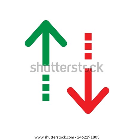 web green arrow up and red down arrow sign. flat style design. Up and down arrows icon vector, filled flat sign, solid pictogram isolated on white. Exchange symbol. Vector illustration. Eps file 46.