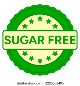 Web Green Sugar Free rubber Stamp Seal with Stars vector illustration