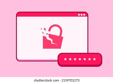 Web Hacking Cyber Data Criminal Vector Illustration Icon With Damaged Lock For Computer Science Class Poster Or Graphic Element 