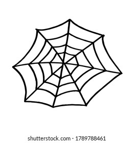  Web for Halloween, a scary, ghostly, spooky element for design on Halloween. Vector illustration in Doodle style