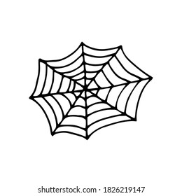 Web. Halloween. Vector hand-drawn doodle illustration. Black and white outline