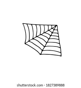 Web. Halloween. Vector hand-drawn doodle illustration. Black and white outline