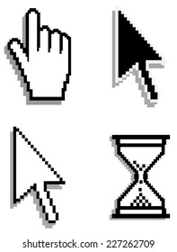 Web hand and arrow cursor with hour-glass Vector