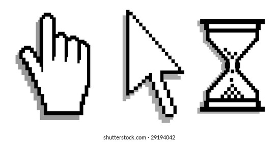 Web hand and arrow cursor with hour-glass  Vector