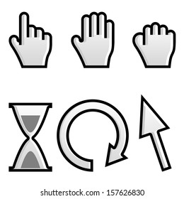 Web hand and arrow cursor with hour-glass.vector