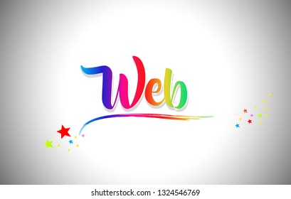 Web Handwritten Word Text with Rainbow Colors and Vibrant Swoosh Design Vector Illustration.