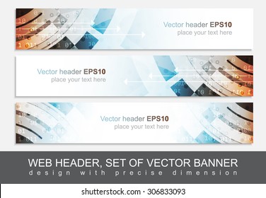 Web header or banner for your project. Design with precise dimension. Vector illustration.