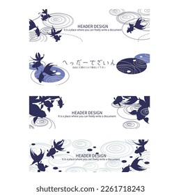 Web header design with Japanese style goldfish,