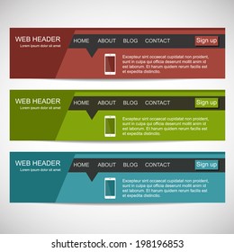 Web header in flat design style/Design template for a web site or a header