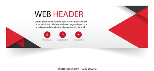 Web Header Modern Red Black Design White Background Vector Image
