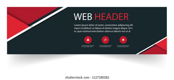 Web Header Modern Red Black Design Black Background Vector Image
