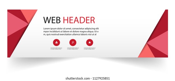 Web Header Modern Red Polygonal Background Vector Image
