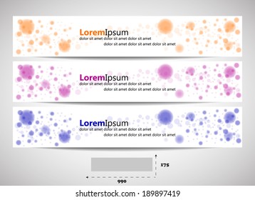 Web headers with precise dimensions, set of vector banners/design with place for your content or web presentation