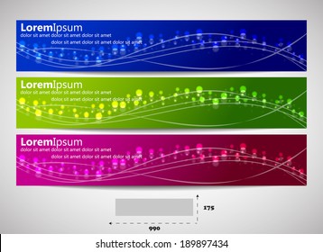 Web headers with precise dimensions, set of vector banners/design with place for your content or web presentation