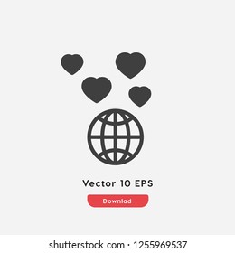 web heart icon vector. Virtual love symbol.