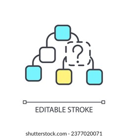 Web hierarchy problem RGB color icon. Information architecture mistake. Product development. UX UI design. Isolated vector illustration. Simple filled line drawing. Editable stroke. Arial font used