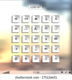 web, hipster flat icon with blur, shadows background
