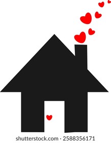 Web home flat icon with cute hearts