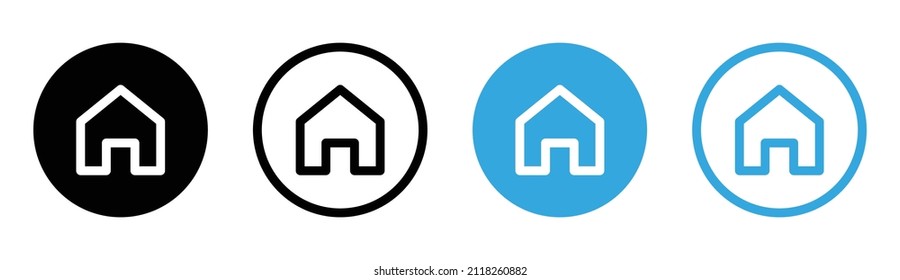 Web Home Icon For Apps And Websites, House Icon, Home Sign In Circle Or Main Page Icon	