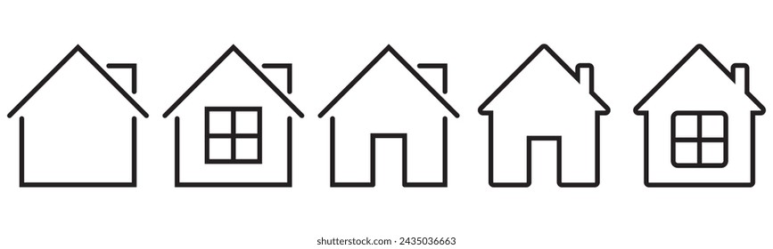 Web home icon for apps and websites, House icon, Home sign in circle or Main page icon in filled, thin line, outline and stroke style for apps and website, minimal home icon - web homepage symbol