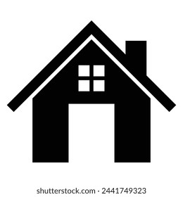 Web home icon for apps and websites, Home sign. House with a chimney and a window. The house is small and has a simple design. Vector illustration.
