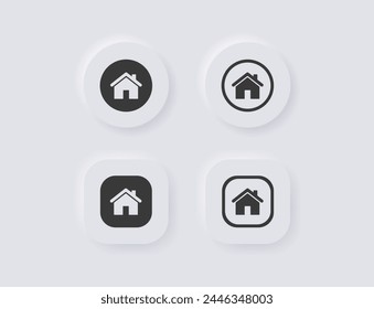 Web-Startsymbol für App und Websites, Haus-Icon, Home-Melden Sie sich an-Kreis oder Hauptseite-Icon. Neumorphismus ui App-Web in Weiß Neumorphen Buttonen