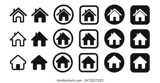 Web home icon for apps and websites. Collection home icons. House symbol