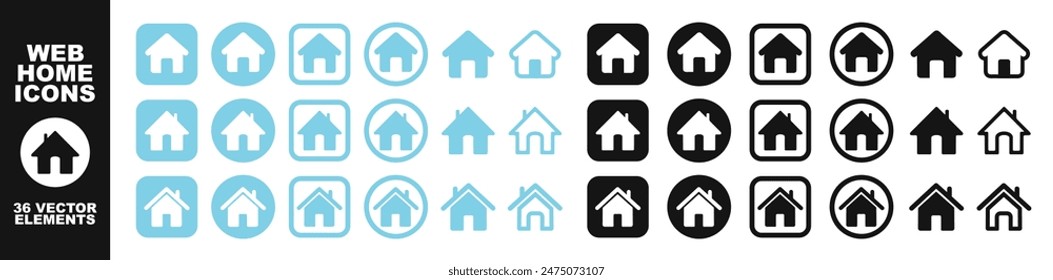 Web home icon for apps and websites. Collection home icons. House symbol